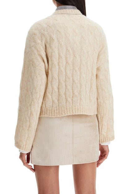 Knitted Wool And Mohair Cable-k  - Beige