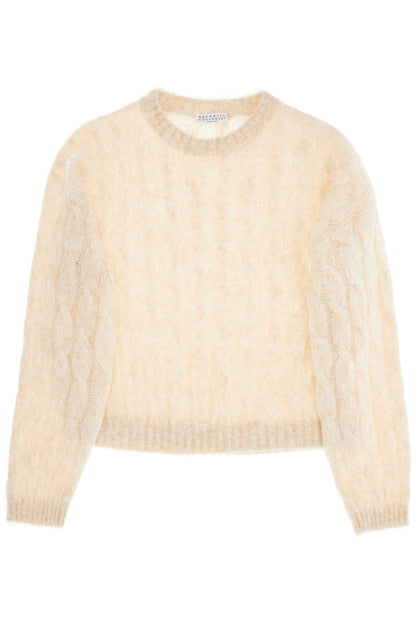 Knitted Wool And Mohair Cable-k  - Beige