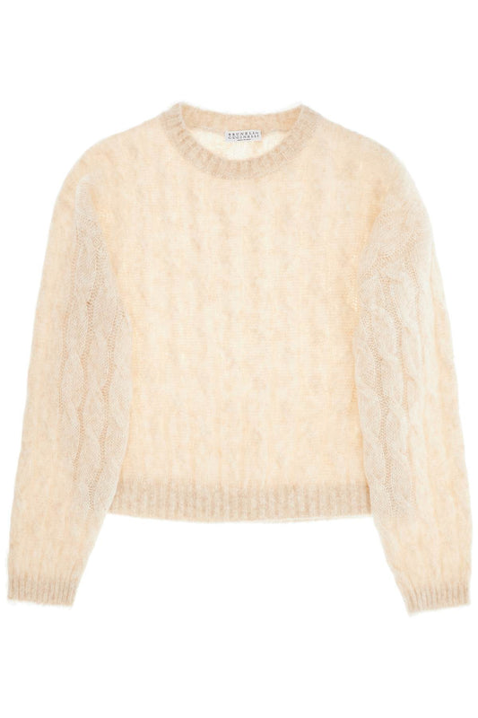 Knitted Wool And Mohair Cable-k  - Beige