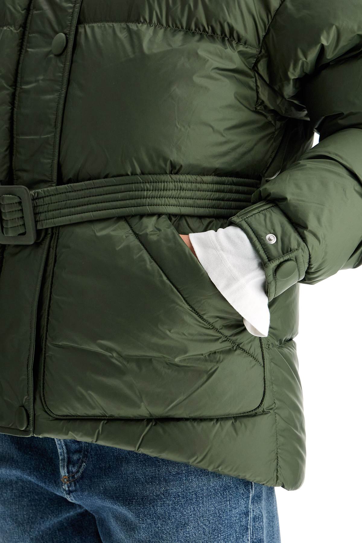 Michlin Belted Down Jacket  - Green