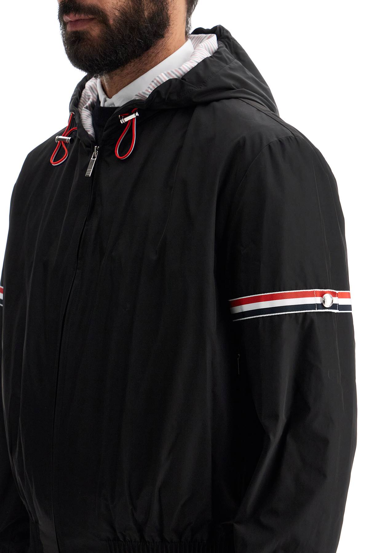 Short Jacket With Tricolor Inserts  - Black