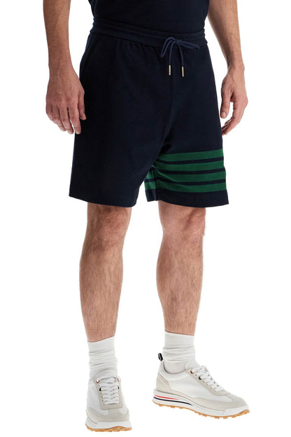 4-bar Cotton Bermuda Shorts  - Blue