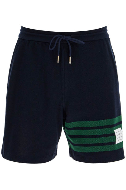 4-bar Cotton Bermuda Shorts  - Blue