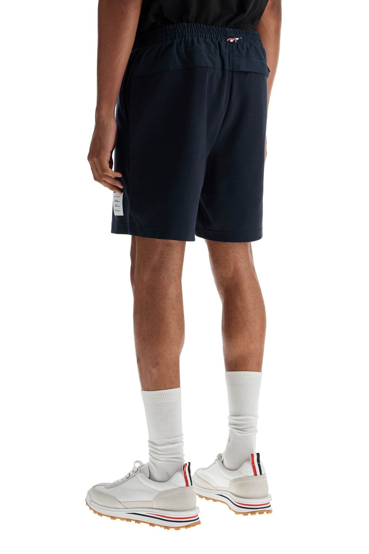 Navy Combo Mid Thigh Ripstop And Wool Shorts  - Blue