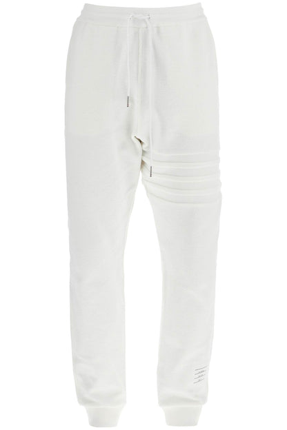 White Cotton Sweatpants With 4 Stripes  - White