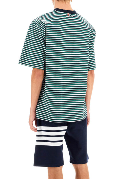 "striped Oversized Jersey T-shirt"  - Green