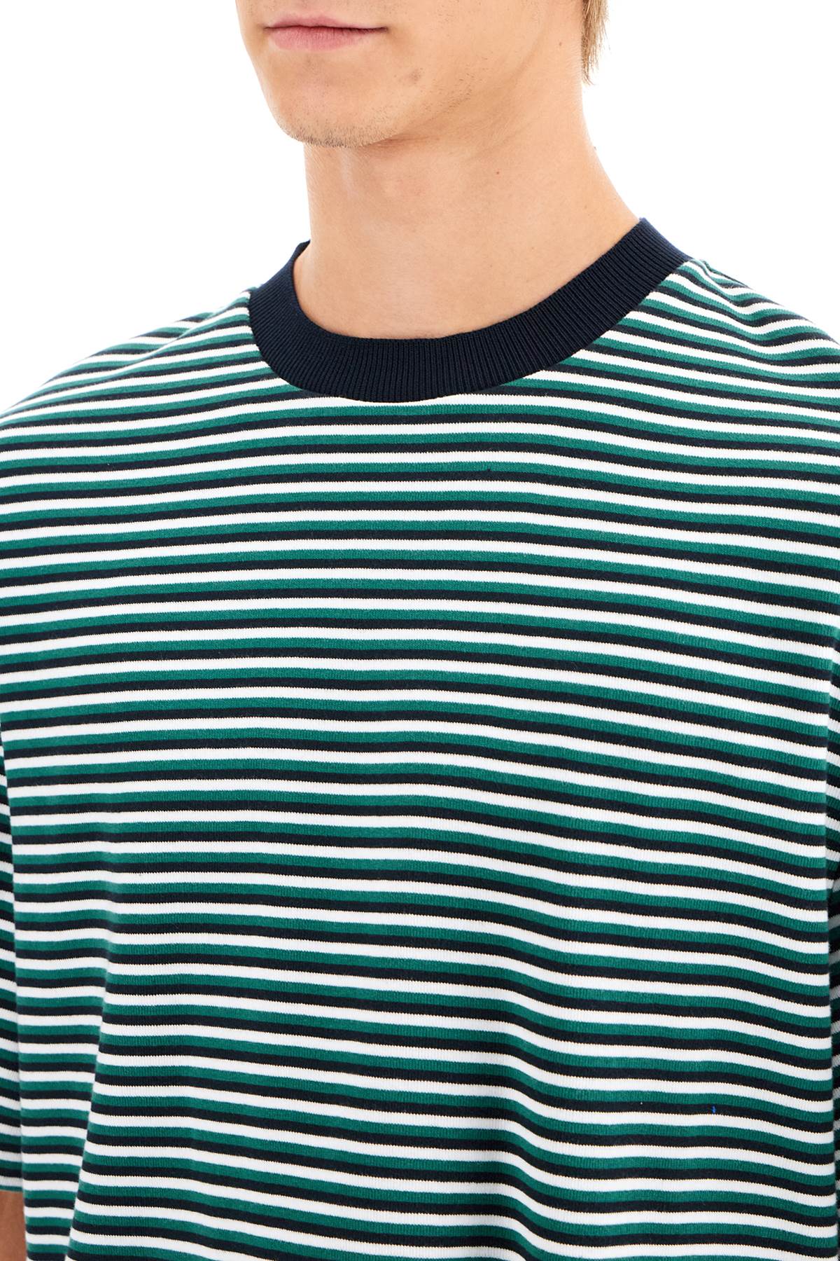 "striped Oversized Jersey T-shirt"  - Green