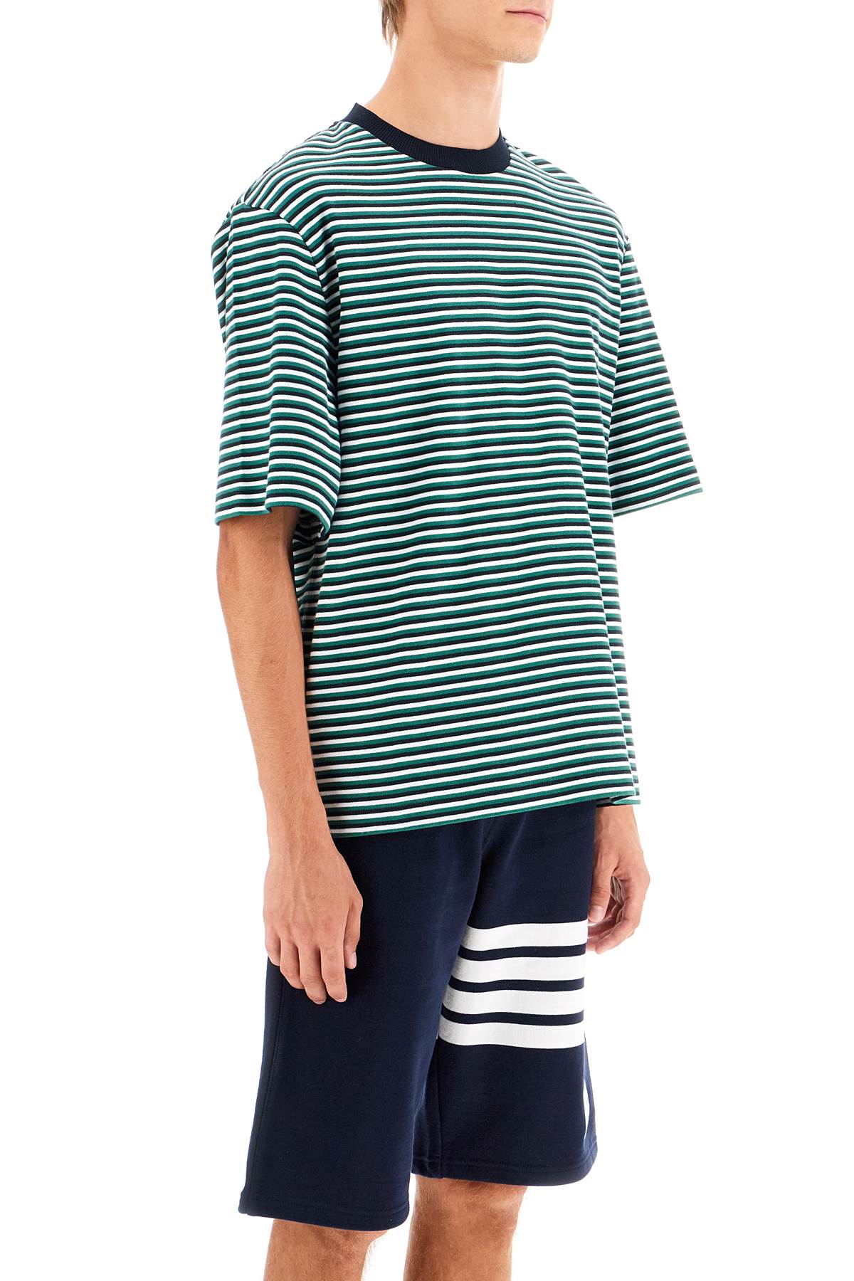 "striped Oversized Jersey T-shirt"  - Green