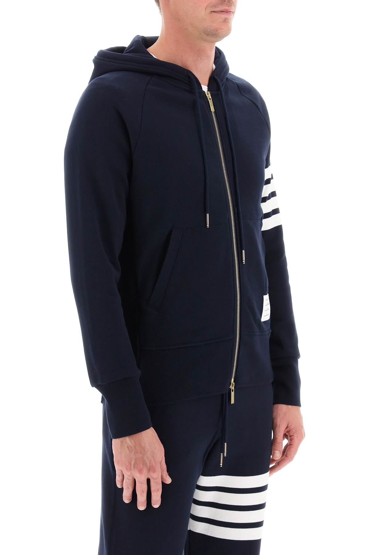 4-bar Zip-up Hoodie  - Blue