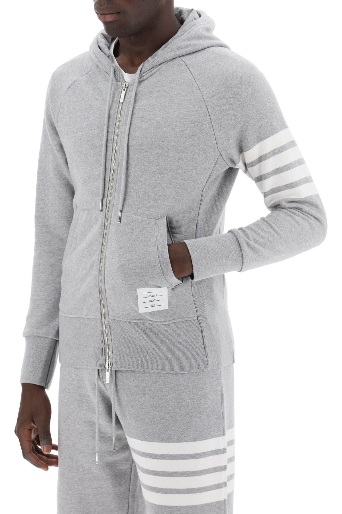 4-bar Zip-up Hoodie  - Grey