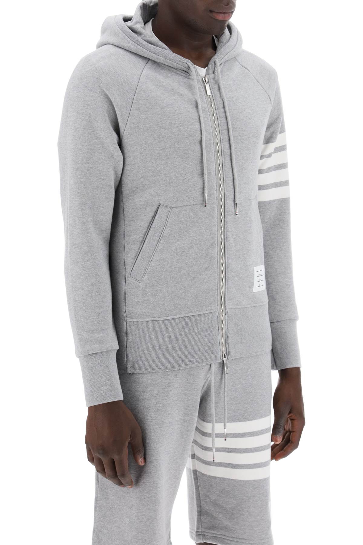 4-bar Zip-up Hoodie  - Grey