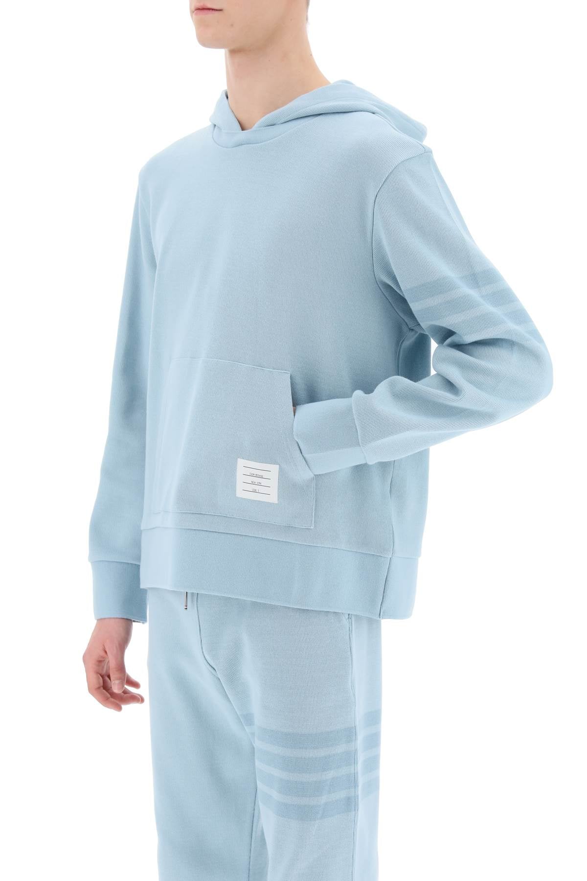 4-bar Hoodie In Cotton Knit  - Light Blue