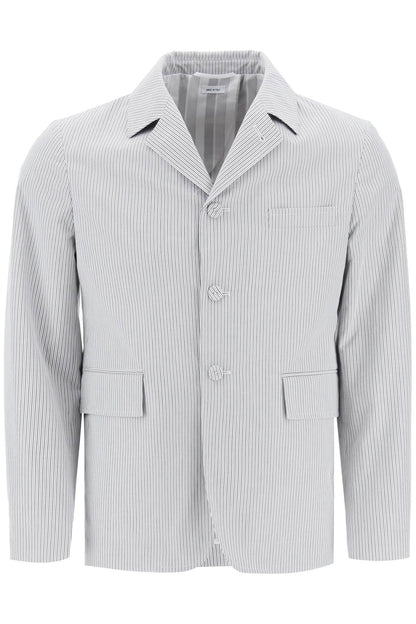 Striped Deconstructed Jacket  - White