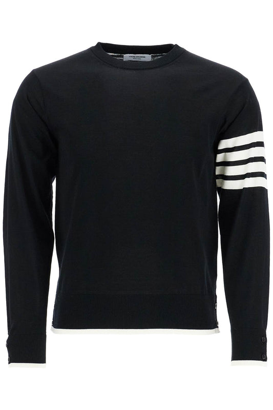 4-bar Wool Jersey Pullover Sweater  - Black