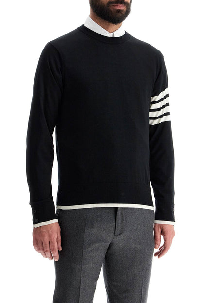 4-bar Wool Jersey Pullover Sweater  - Black