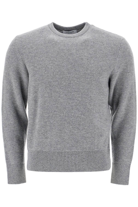 Wool Piqué Crewneck Pullover  - Grey