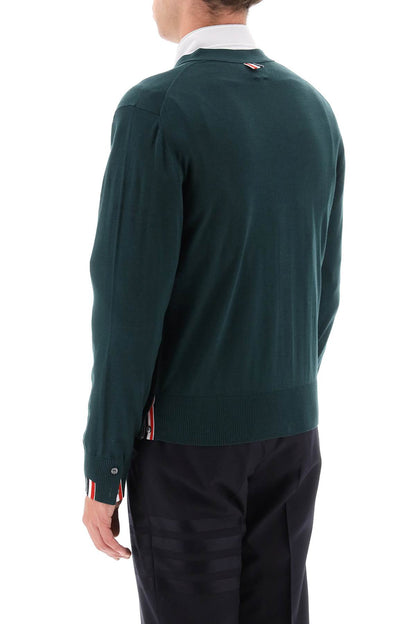 Merino Wool V-neck Cardigan  - Verde