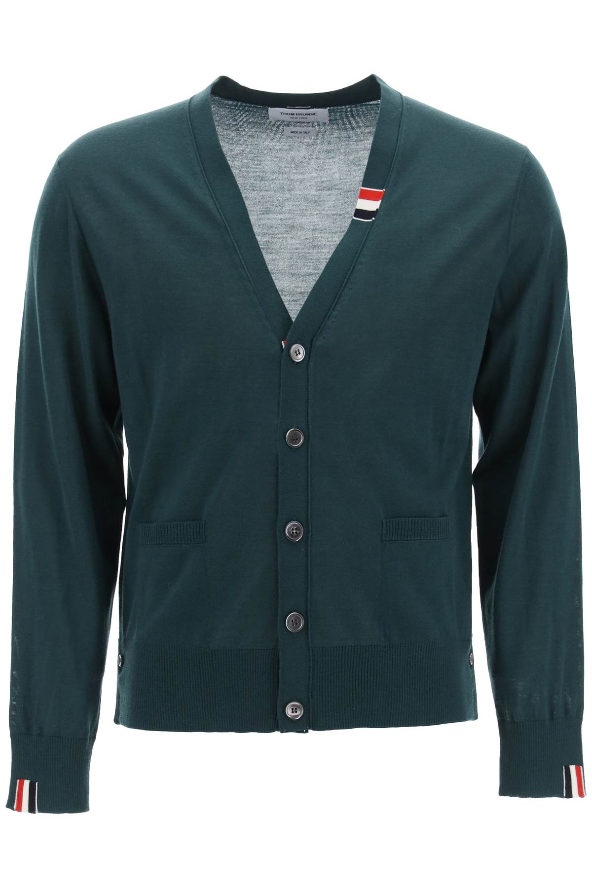 Merino Wool V-neck Cardigan  - Verde