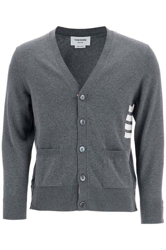 4-bar Cotton Cardigan For  - Grey