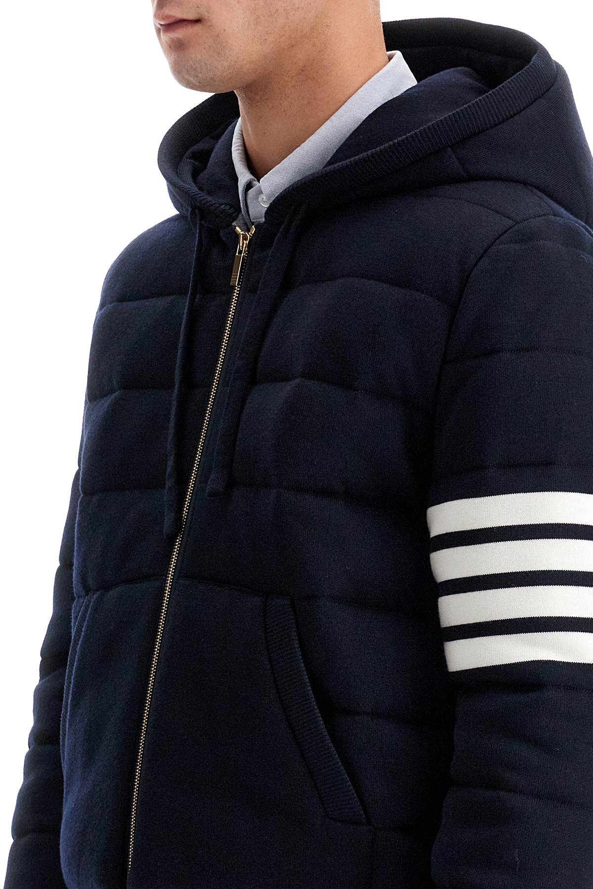 Short Wool Padded Jacket  - Blue