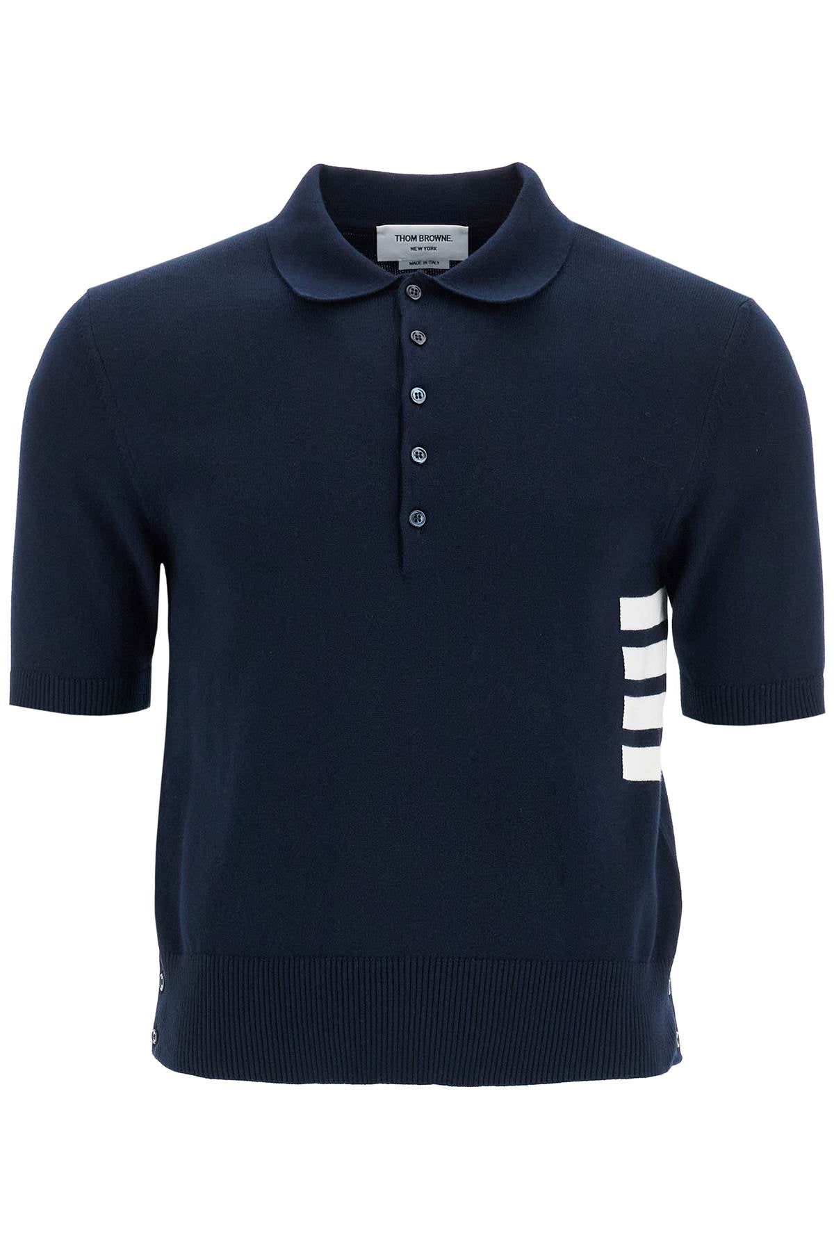 4-bar Knit Polo Shirt  - Blue