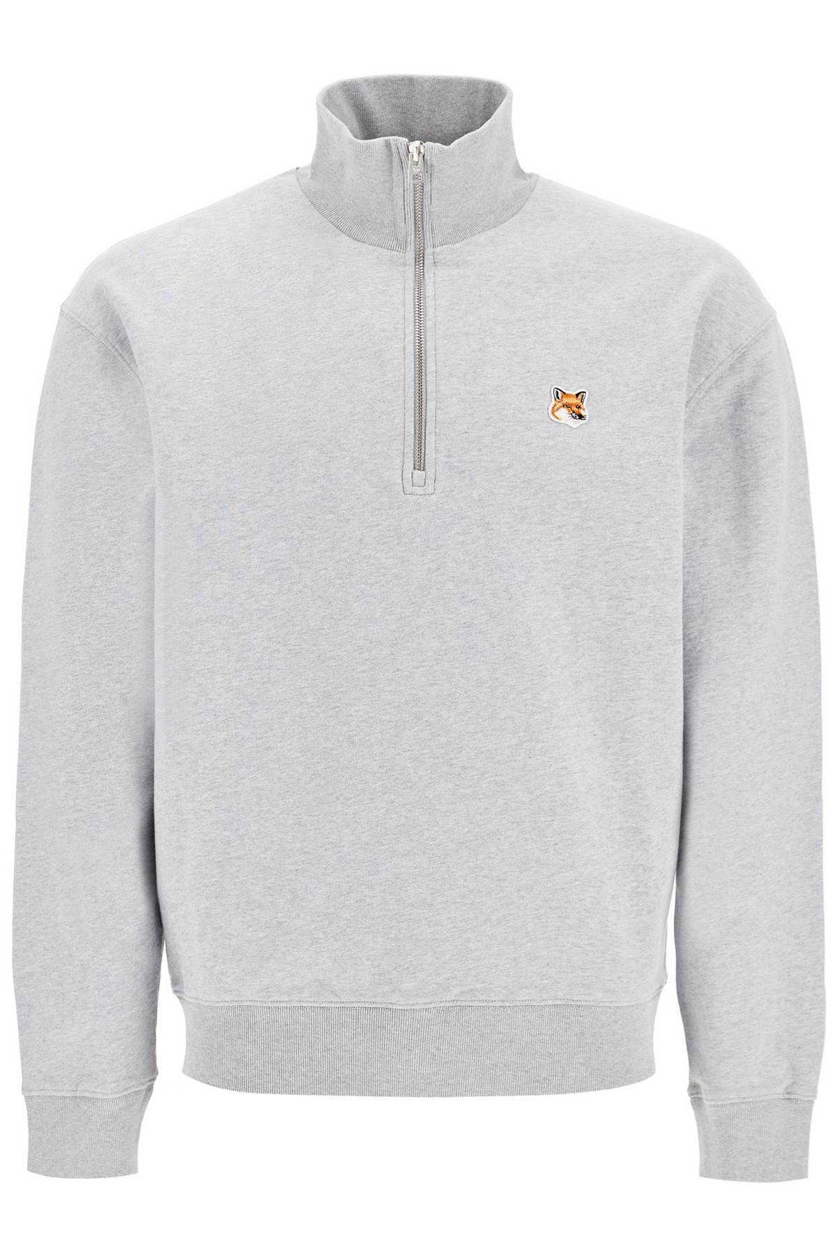 'half-zip Sweatshirt With Fox Head  - Grey