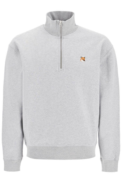 'half-zip Sweatshirt With Fox Head  - Grey