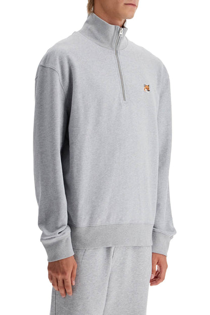 'half-zip Sweatshirt With Fox Head  - Grey