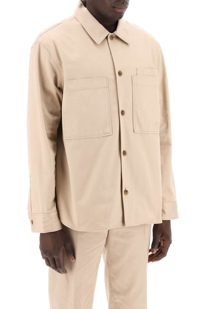 Cotton Gabardine Overshirt  - Beige