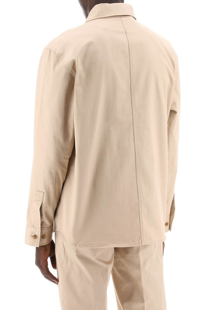 Cotton Gabardine Overshirt  - Beige