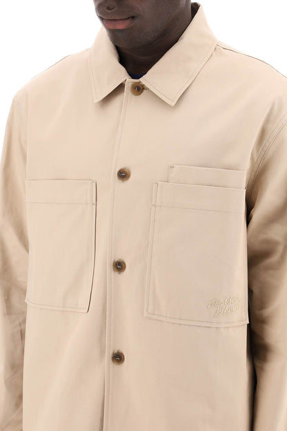 Cotton Gabardine Overshirt  - Beige