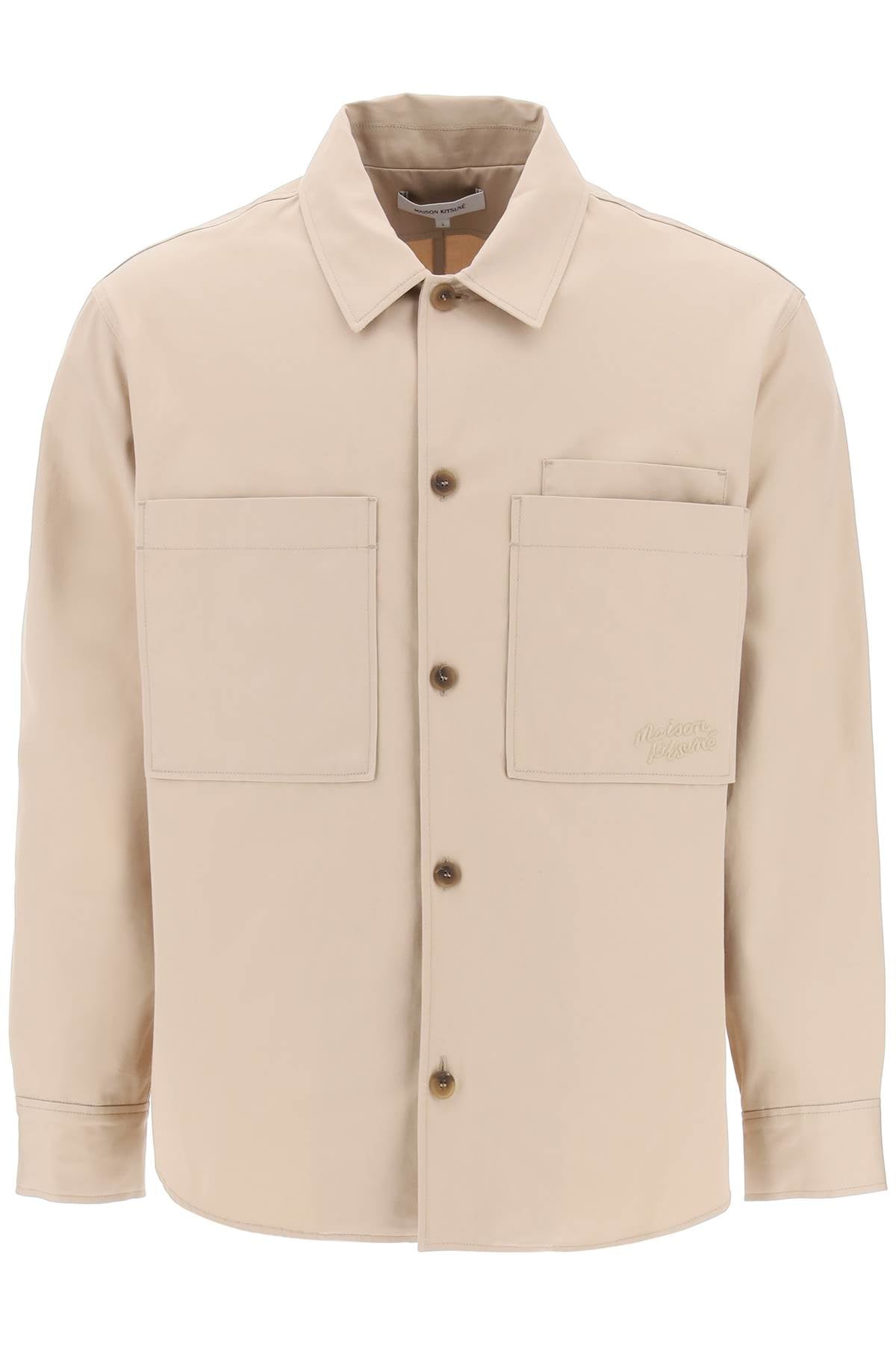 Cotton Gabardine Overshirt  - Beige