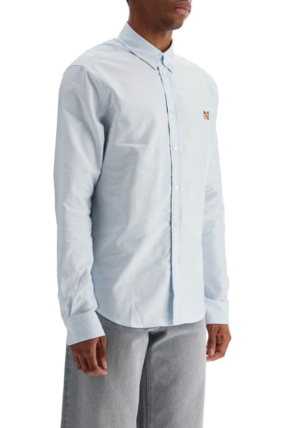 Light Blue Cotton Shirt With Mini Fox Embroidery  - Blue