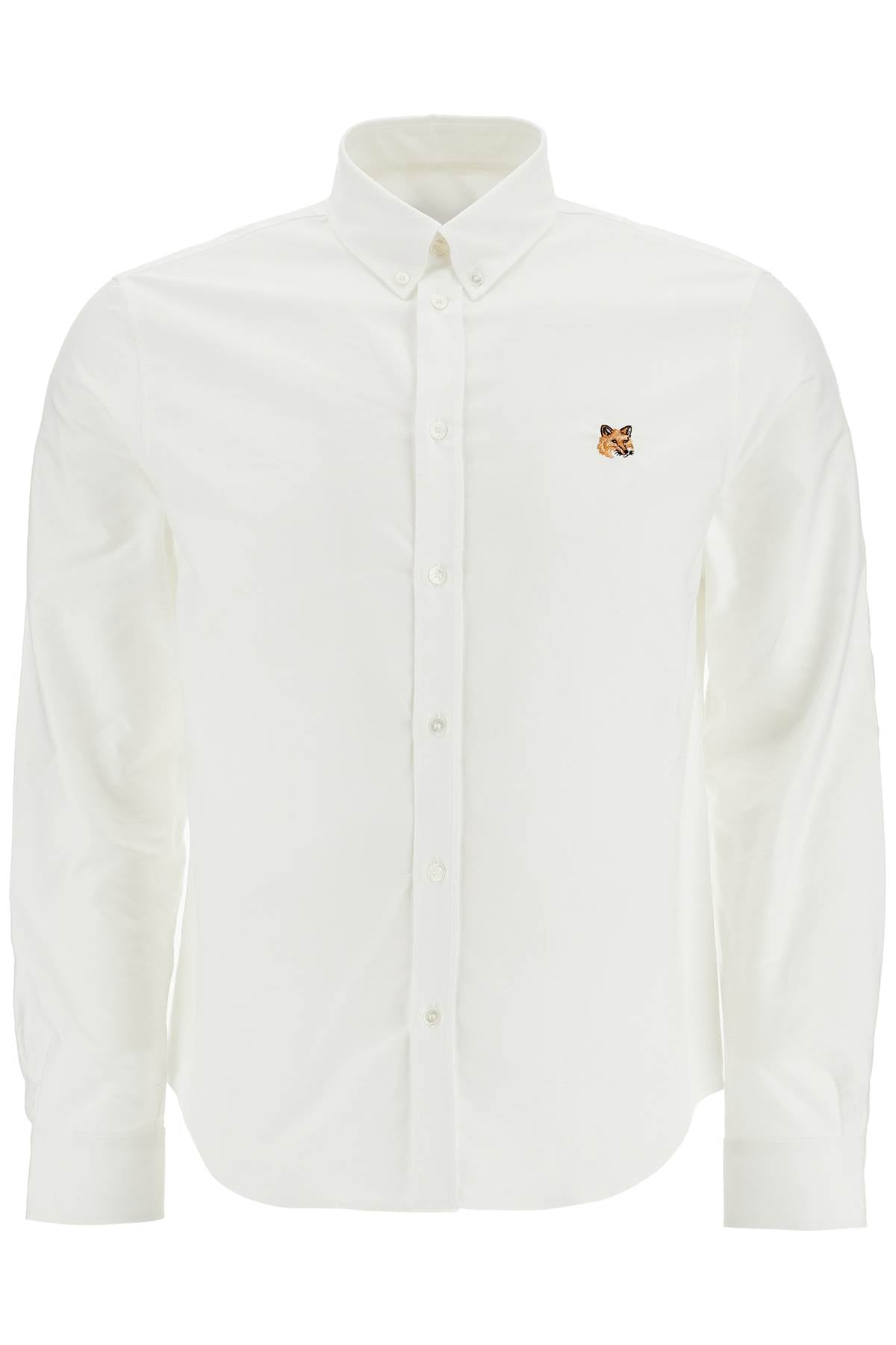 Men's White Cotton Shirt With Fox Embroidery  - White