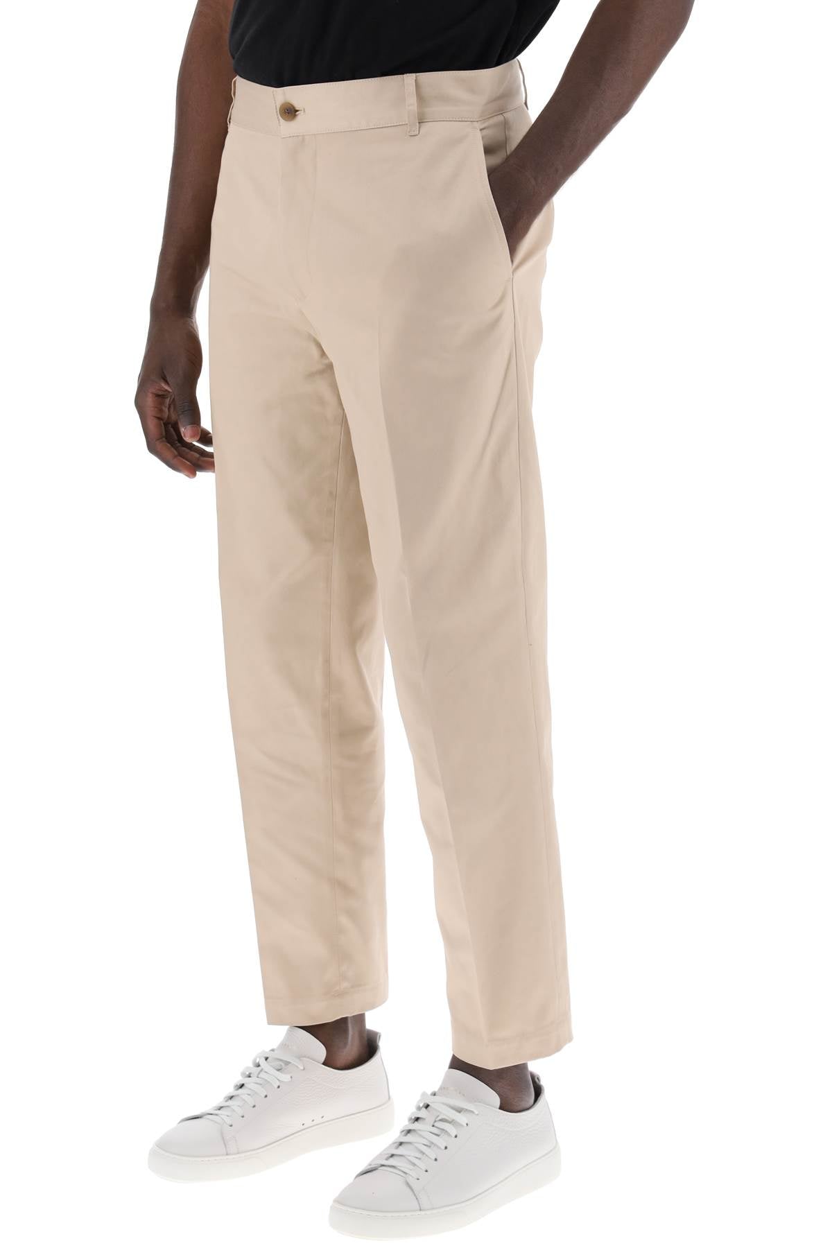 Pantaloni Chino In Gabardina Di Cotone  - Beige