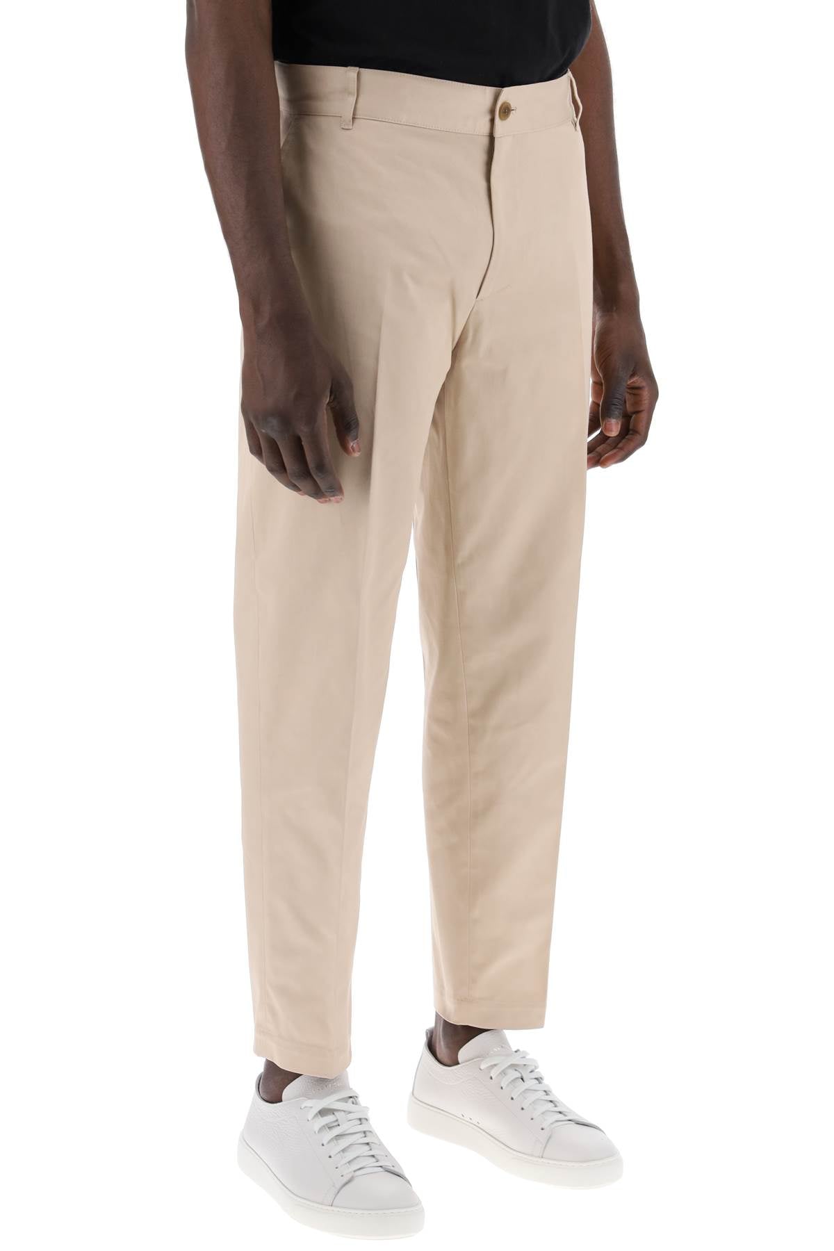 Pantaloni Chino In Gabardina Di Cotone  - Beige