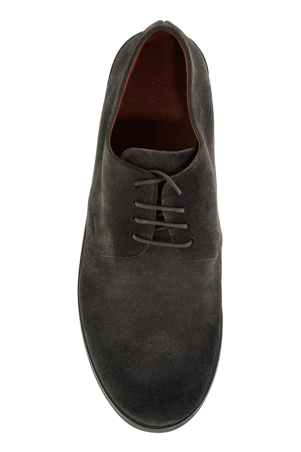 Suede Pumpkin Wedge Lace-up Shoes  - Grey