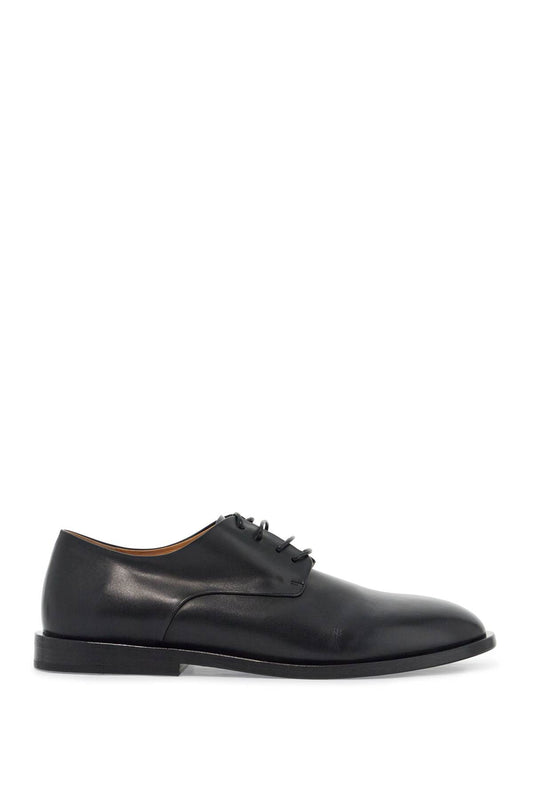 Black Calf Leather Derby Shoes With Glossy Finish  - Black