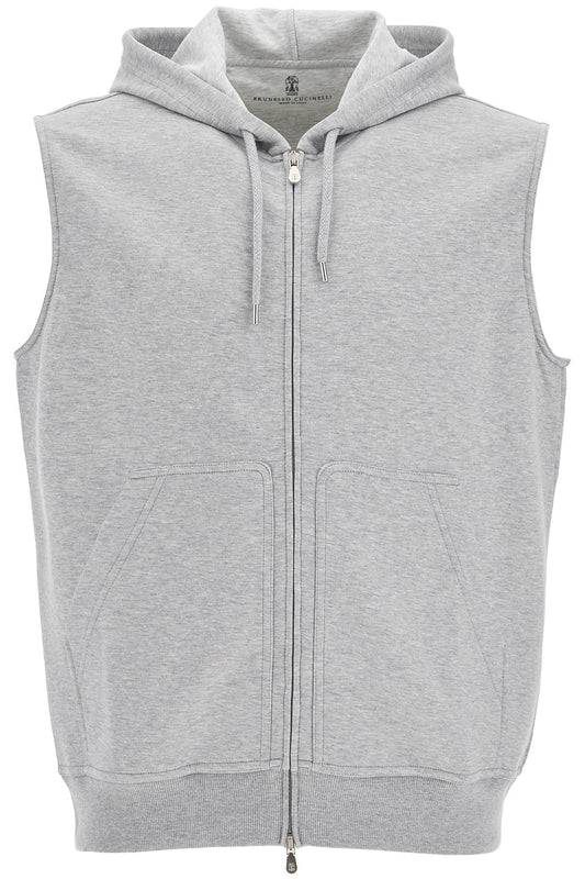 Hooded Jersey Vest With Hood  - Grey