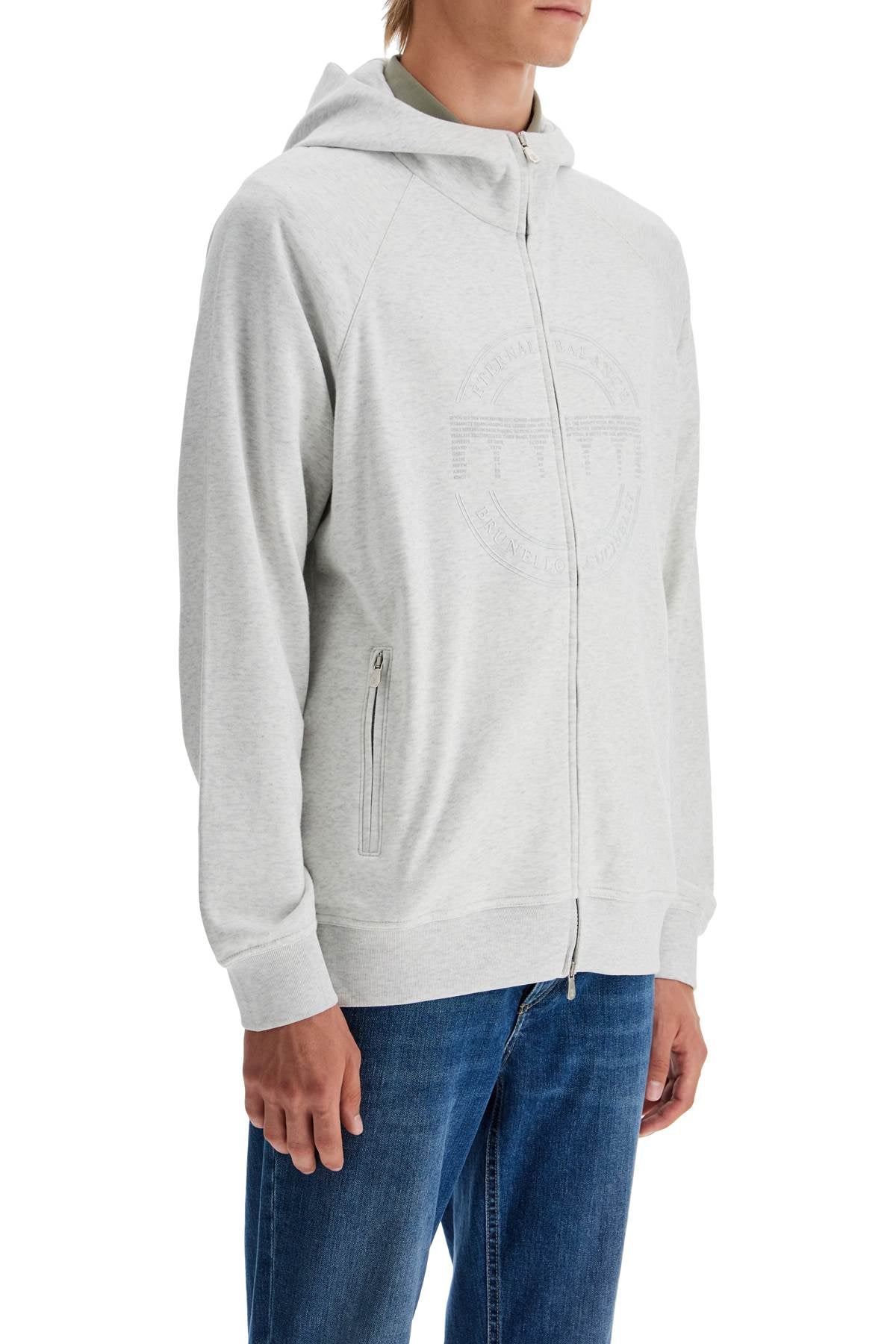 Cotton Techno Hoodie With Hood.  - Grey