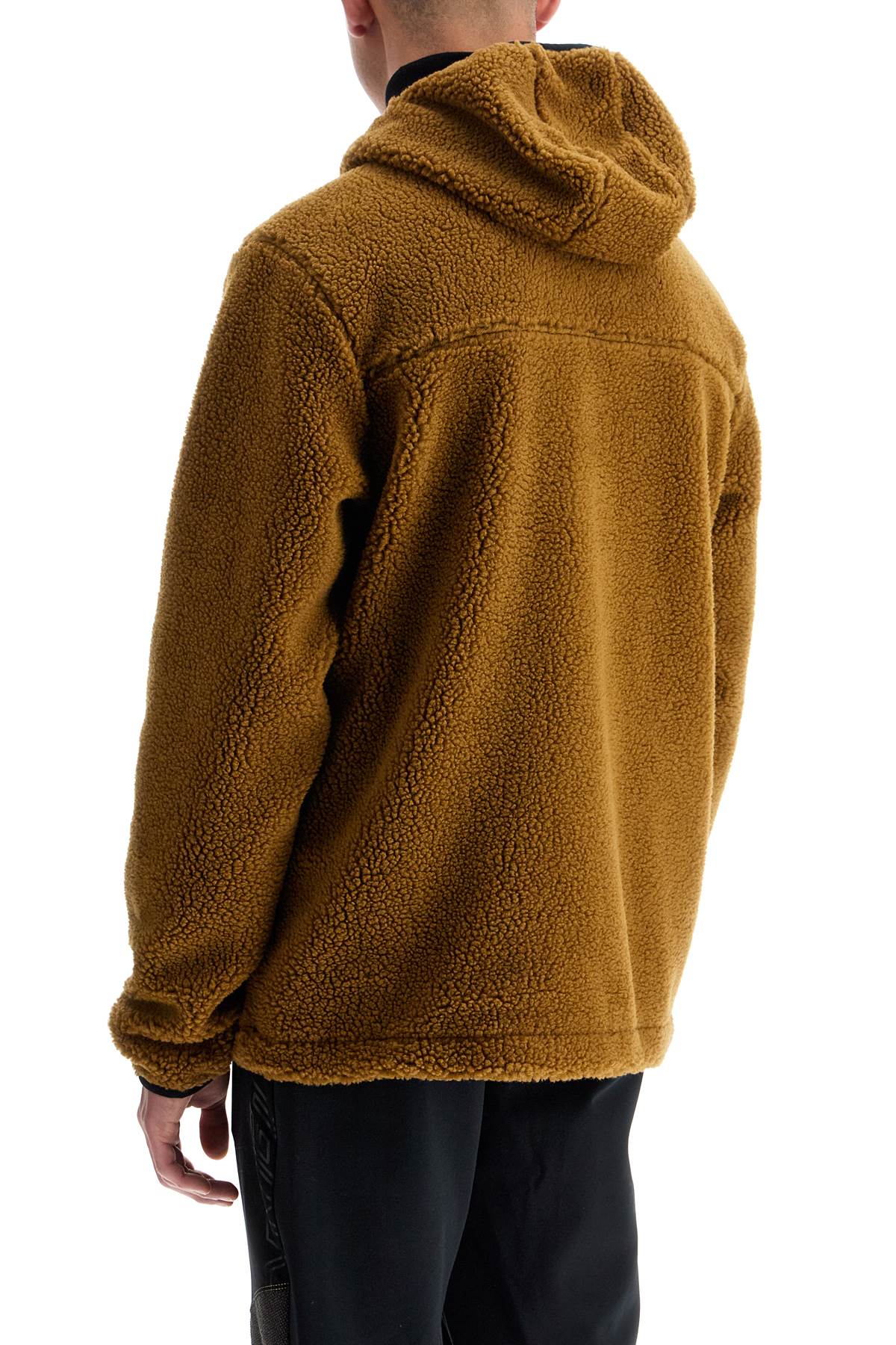 Sherpa Zip-up Hoodie With Hood And  - Brown