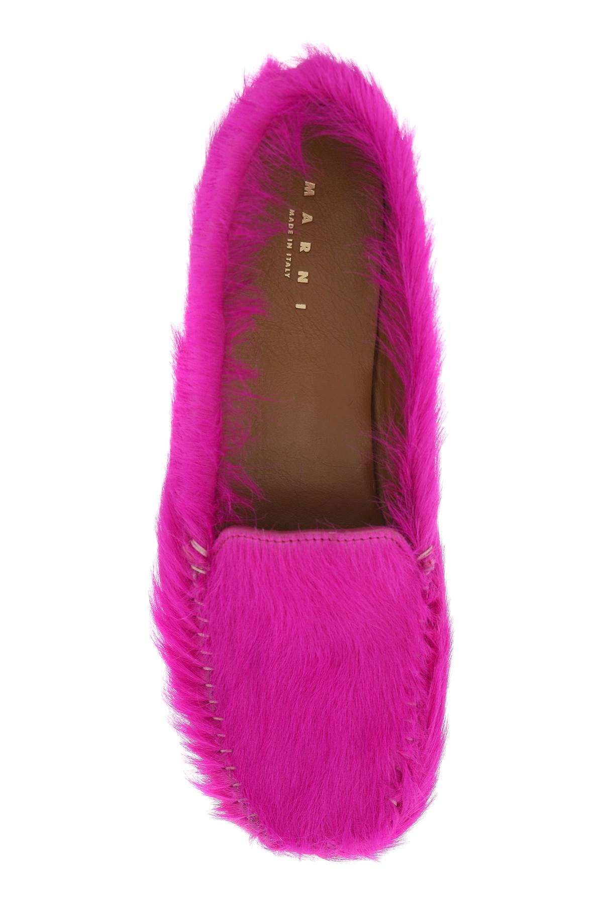 Long-haired Leather Moccasins In  - Fuchsia