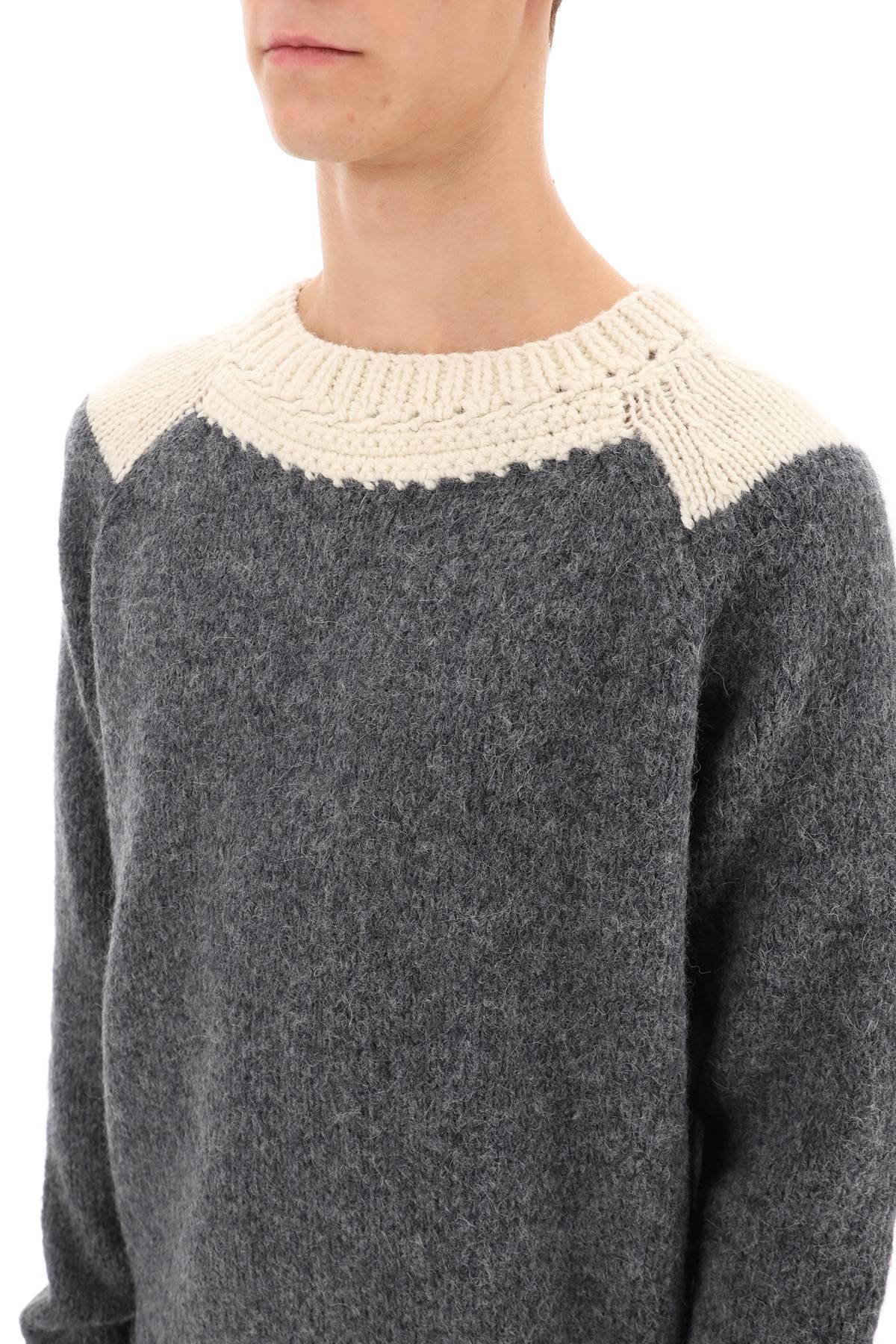 Two-tone Alpaca And Wool Sweater  - Bianco