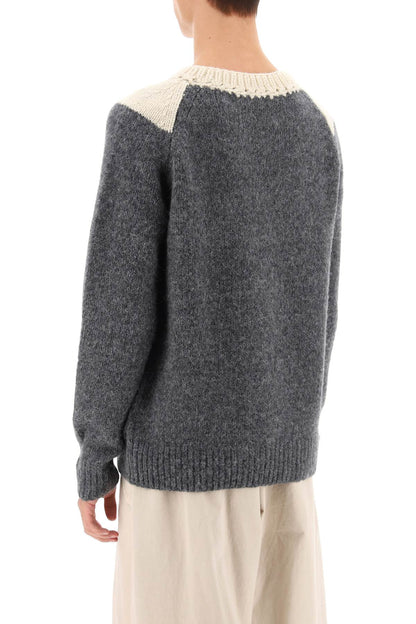 Two-tone Alpaca And Wool Sweater  - Bianco