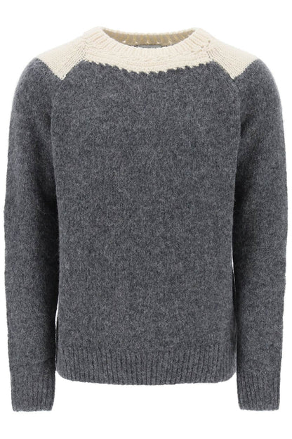 Two-tone Alpaca And Wool Sweater  - Bianco