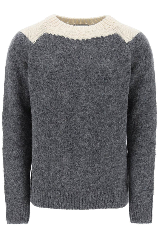 Two-tone Alpaca And Wool Sweater  - Bianco