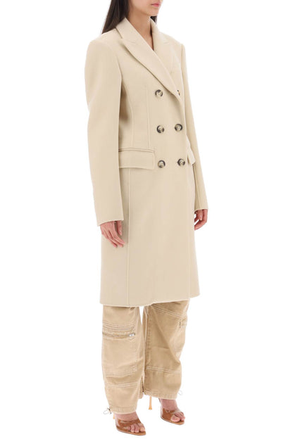 'morgana' Virgin Wool Double-breasted Coat  - Beige