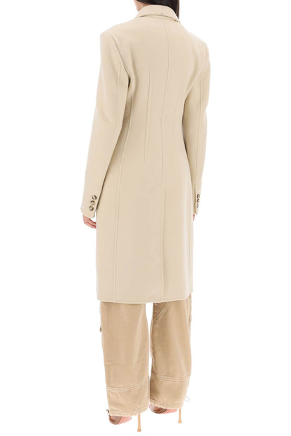 'morgana' Virgin Wool Double-breasted Coat  - Beige