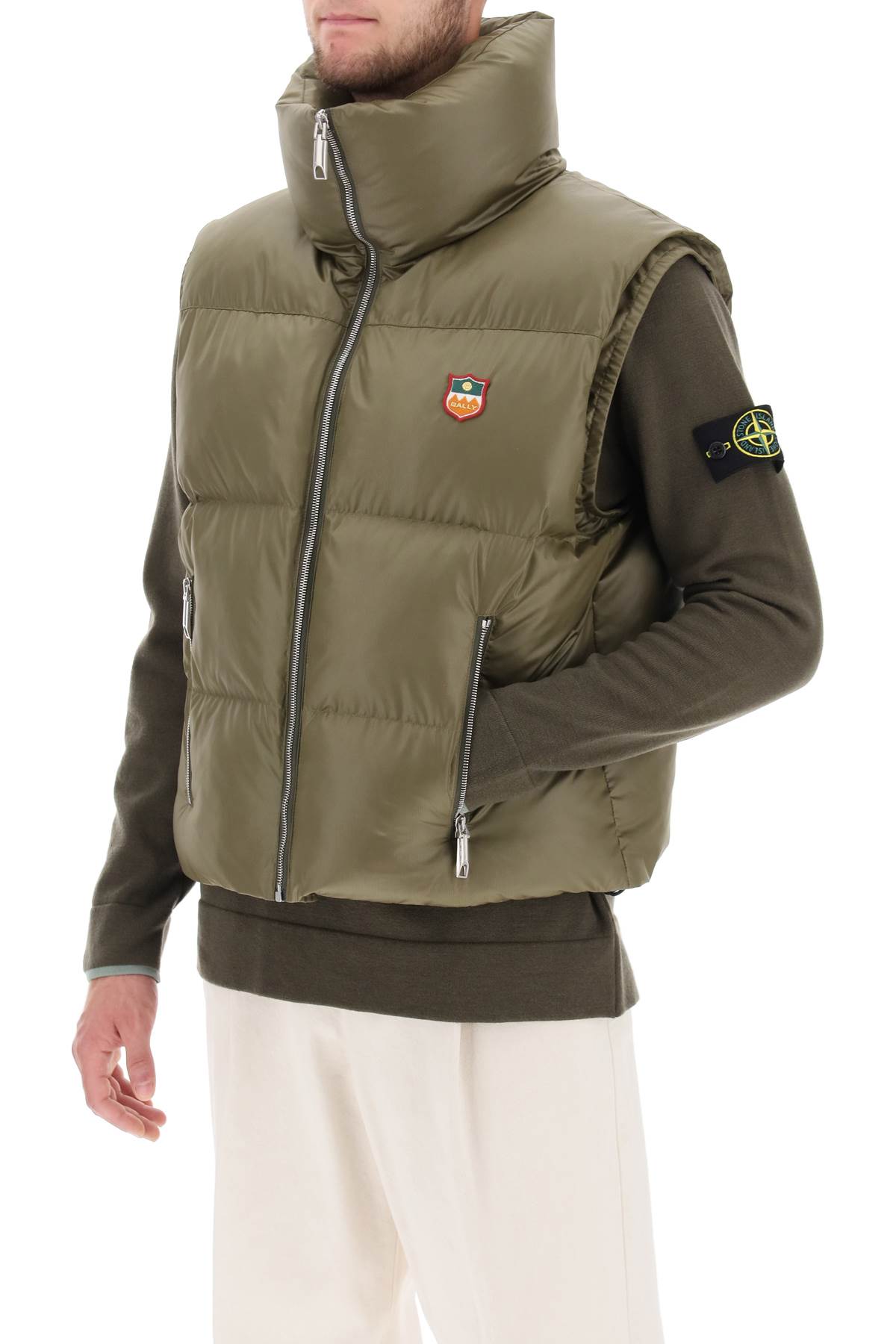 Padded Vest In Ripstop  - Verde