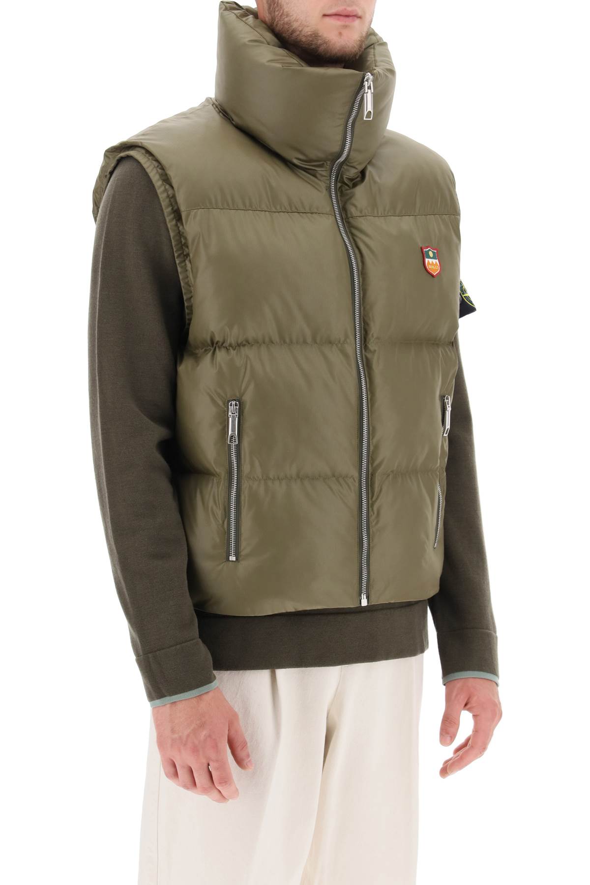 Padded Vest In Ripstop  - Verde